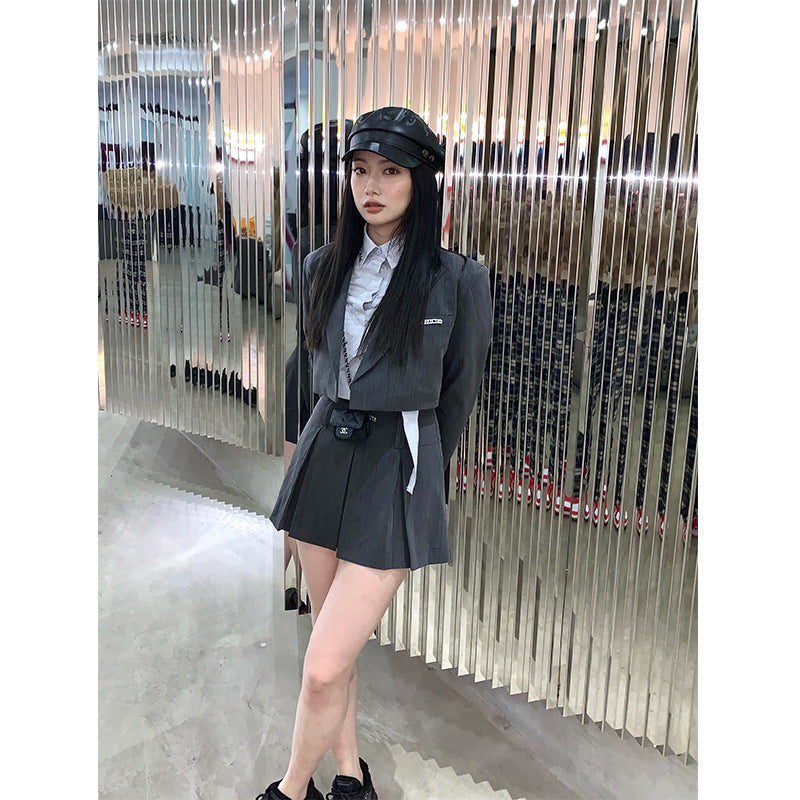 Dark Gray Short Suit Jacket Women Spring New