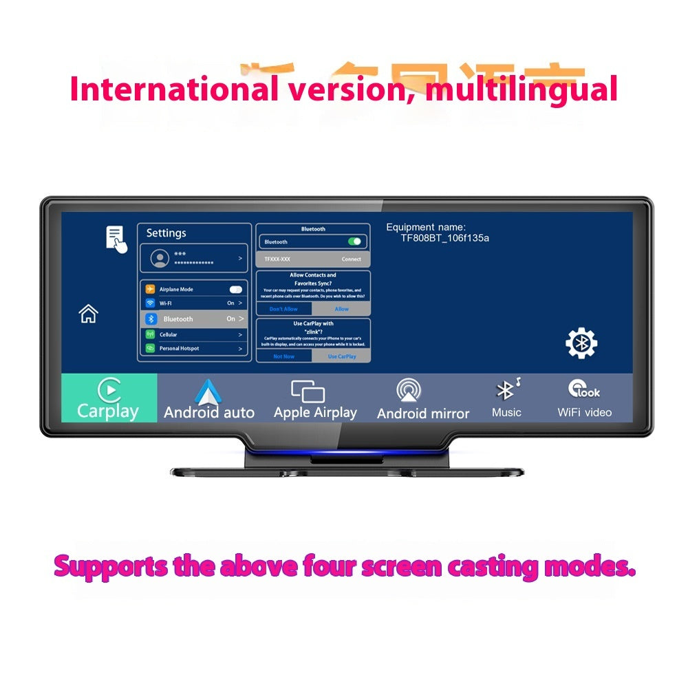 4K HD Dashboard Mobile Phone Projection Screen CarPlayAUTO Bluetooth Driving Recorder
