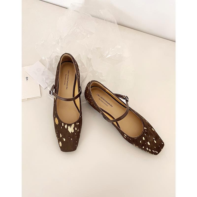 Square Head French Buckle Ballet Pumps Women