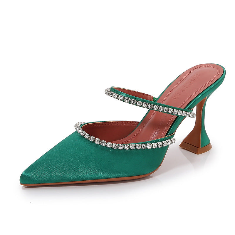 Women's Fashion Pointed Toe Rhinestone High-heeled Sandals