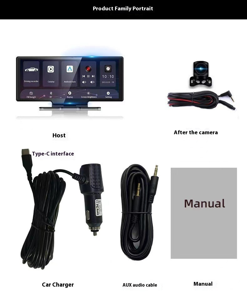 4K High-definition Center Console Bluetooth Driving Recorder