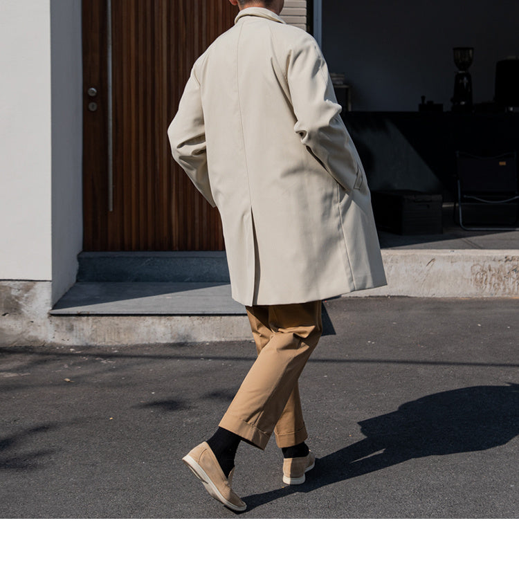 Men's Anti-wrinkle Draping Casual Coat Mid-length Trench Coat
