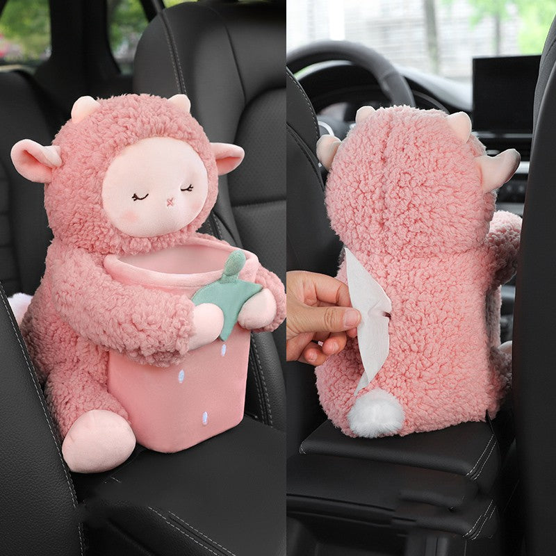 Creative Car Tissue Box Trash Can Two-in-one Cute Armrest Box Pumping Paper Box
