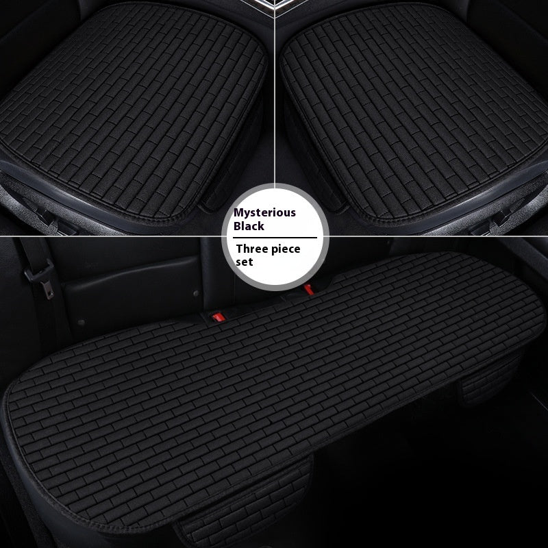 Linen Car Seat Cushion Three-piece Seat Protective Pad