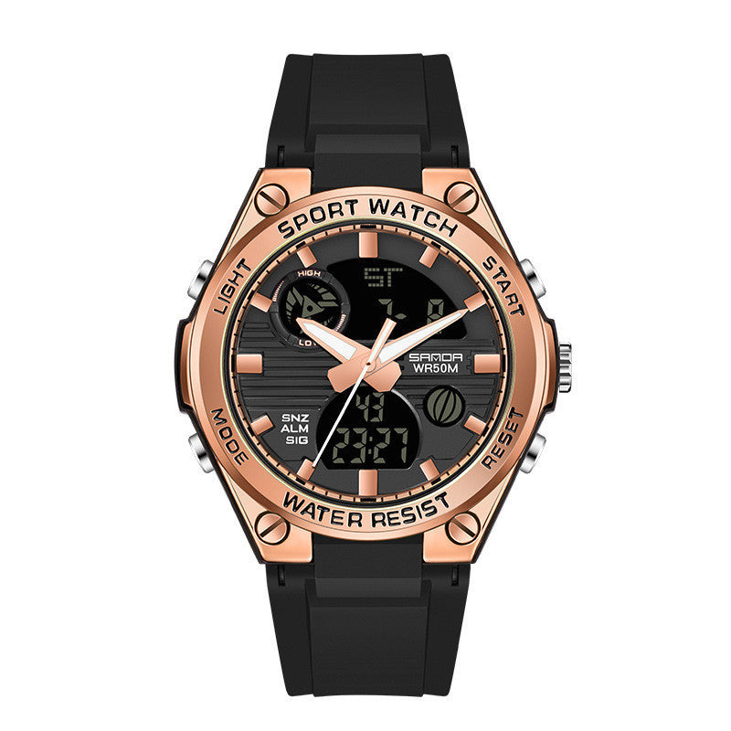 Men's Dual Display Waterproof Luminous Couple Sports Electronic Watch