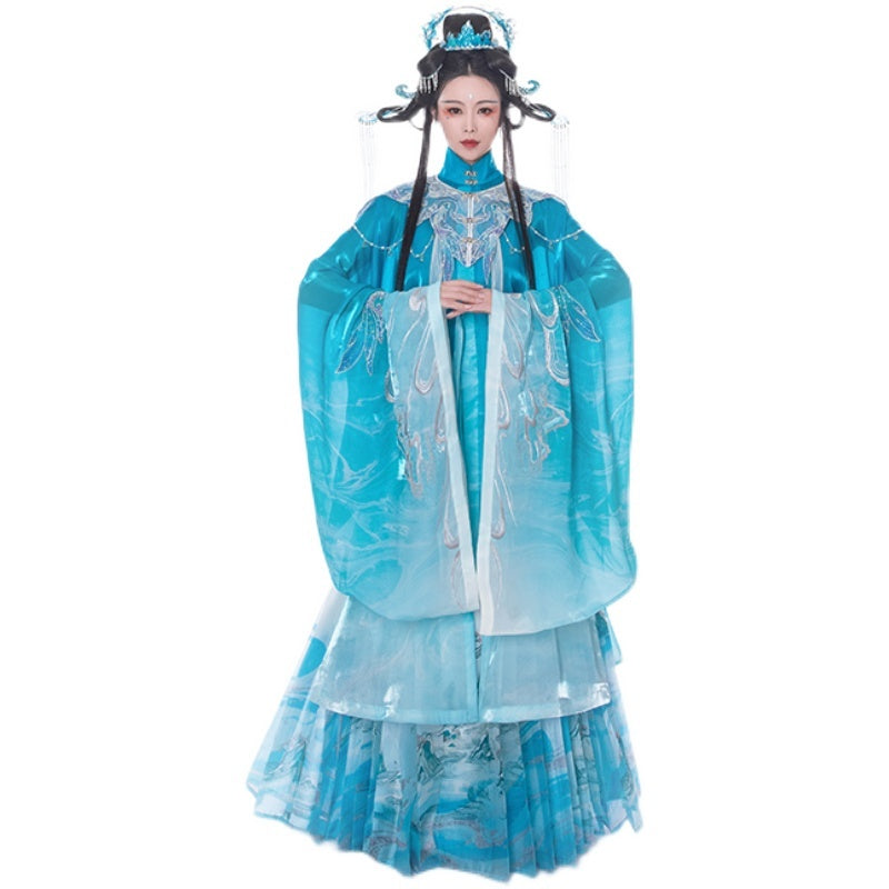 Women's Embroidered Stand Collar Cheongsam Horse Face Skirt