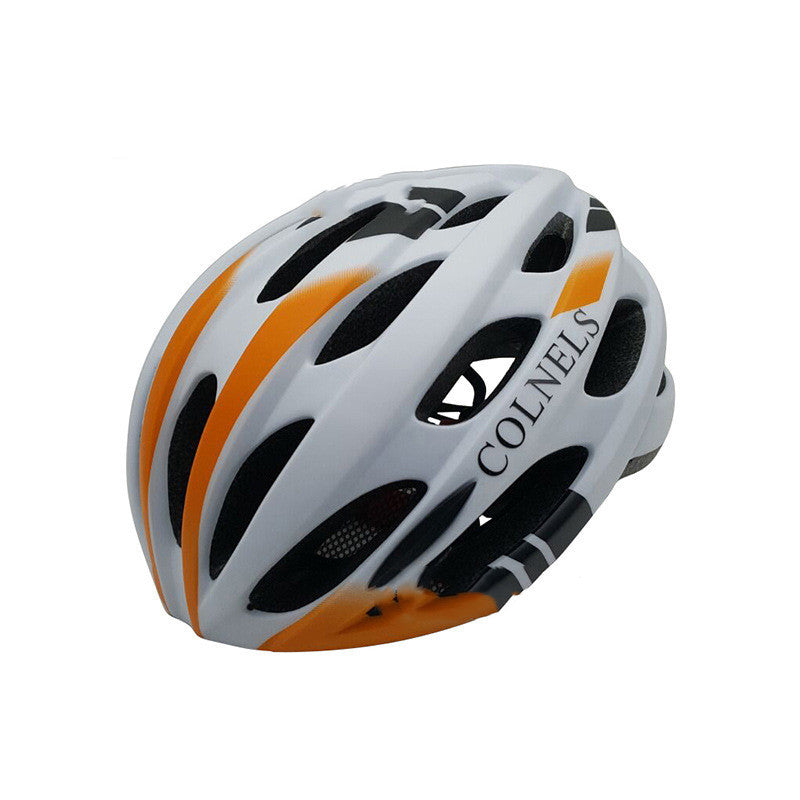 Bicycle helmet with taillight warning light glowing insect screen