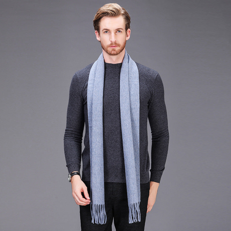 High-end brand winter cashmere scarf Men and women with pure wool warm retro thickened long collar