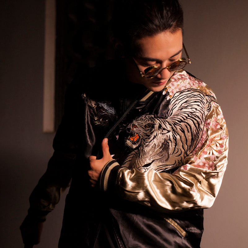 Men's embroidery double-faced jacket