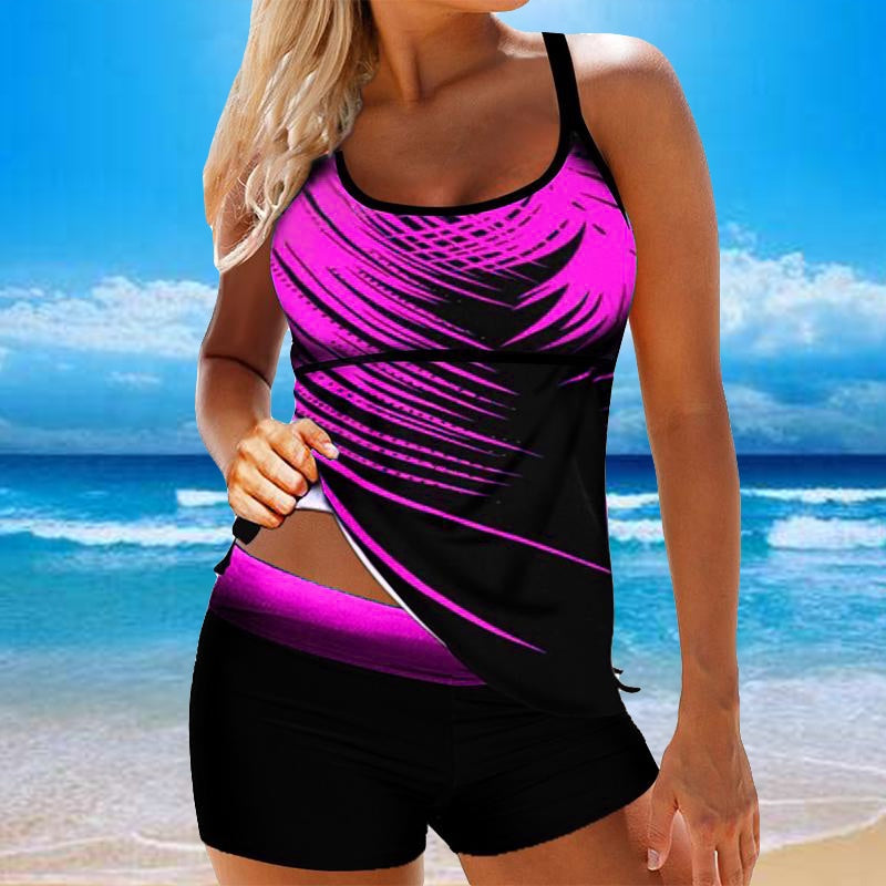 Solid color split swimsuit