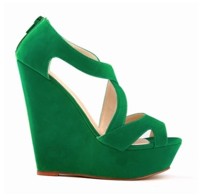 Large size high heels waterproof platform slope OL nightclub hollow women's sandals