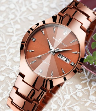 Leisure Fashion Quartz Dual Calendar Night Light Watch