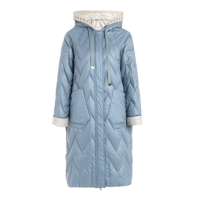 Patchwork straight down jacket