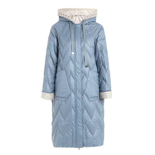 Patchwork straight down jacket