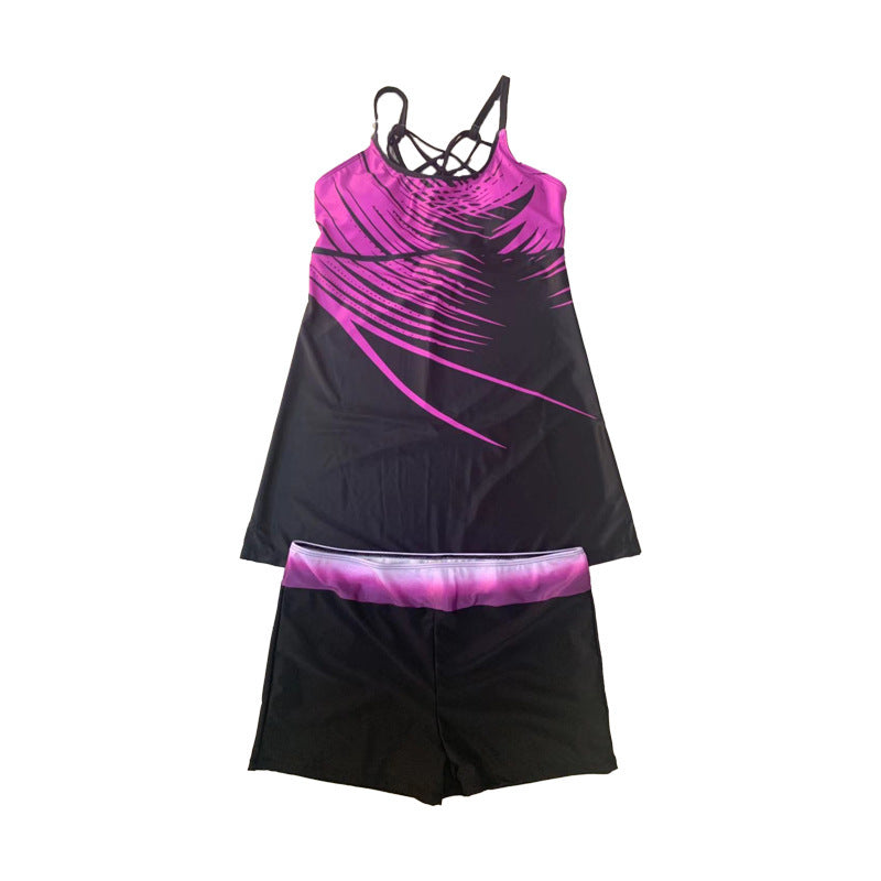 Solid color split swimsuit