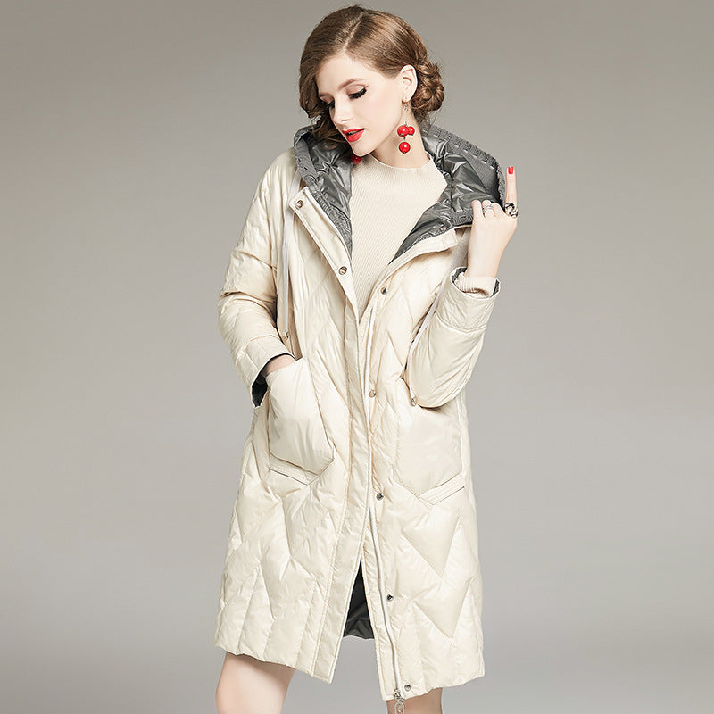 Patchwork straight down jacket