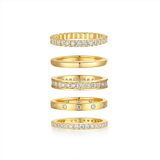 Golden Star - A Diamond Wedding Ring Set With Top-quality Moissanite S925 Silver And Gold-plated. The Gold Color Of The Ring Can Be Tested With A Diamond Pen
