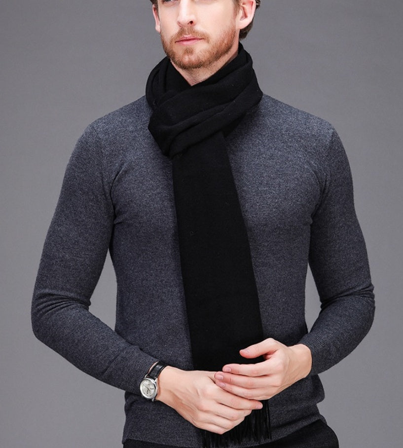 High-end brand winter cashmere scarf Men and women with pure wool warm retro thickened long collar