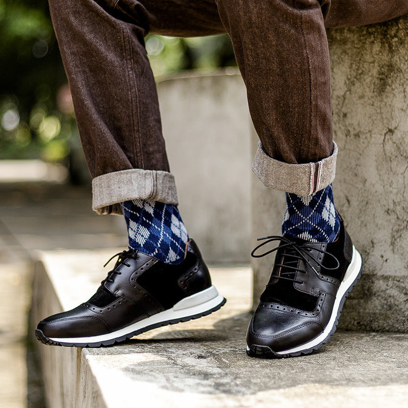 Men's handmade breathable sports low-top leather shoes