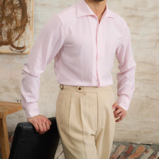 Retro One-piece Collar Striped Long-sleeved Shirt