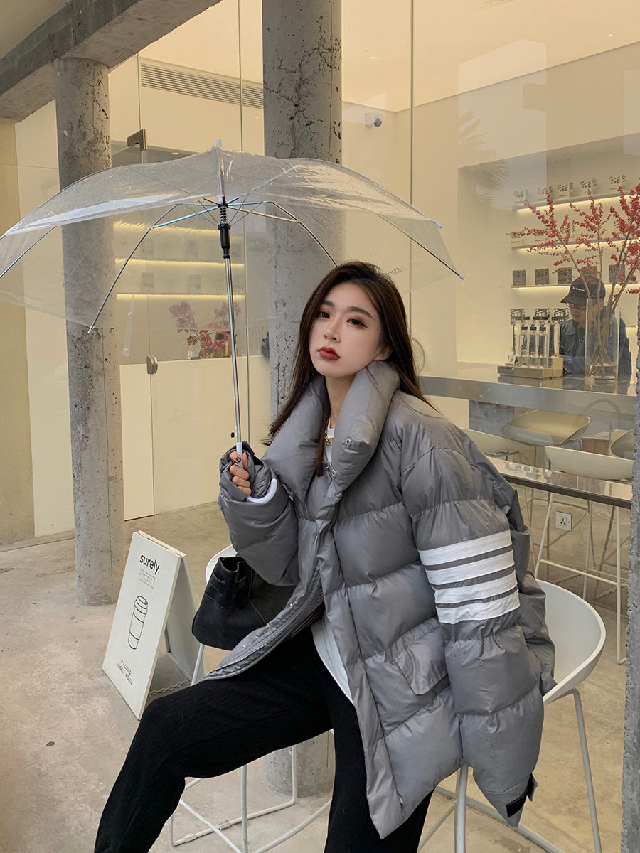 New Stand-Up Collar Short Bread Coat Loose Thick Coatt