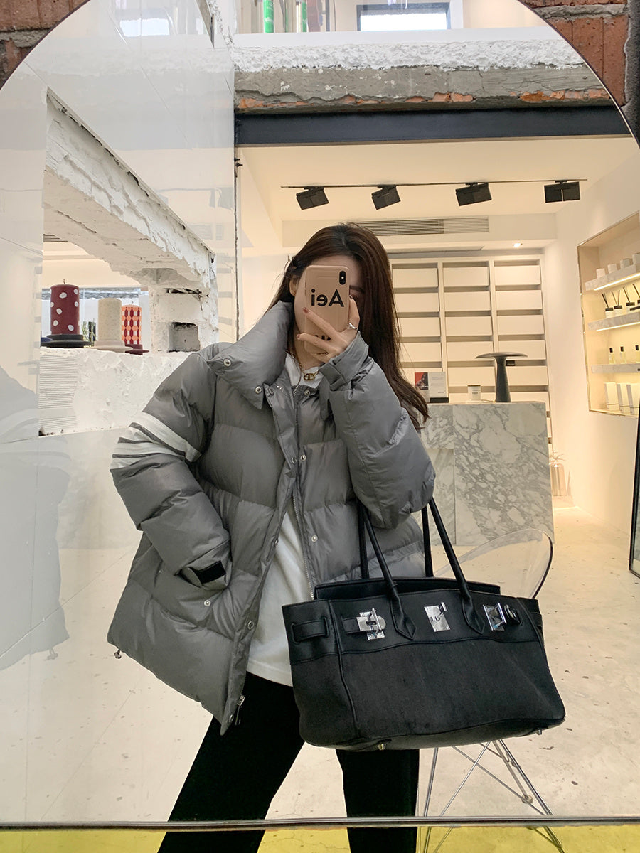 New Stand-Up Collar Short Bread Coat Loose Thick Coatt