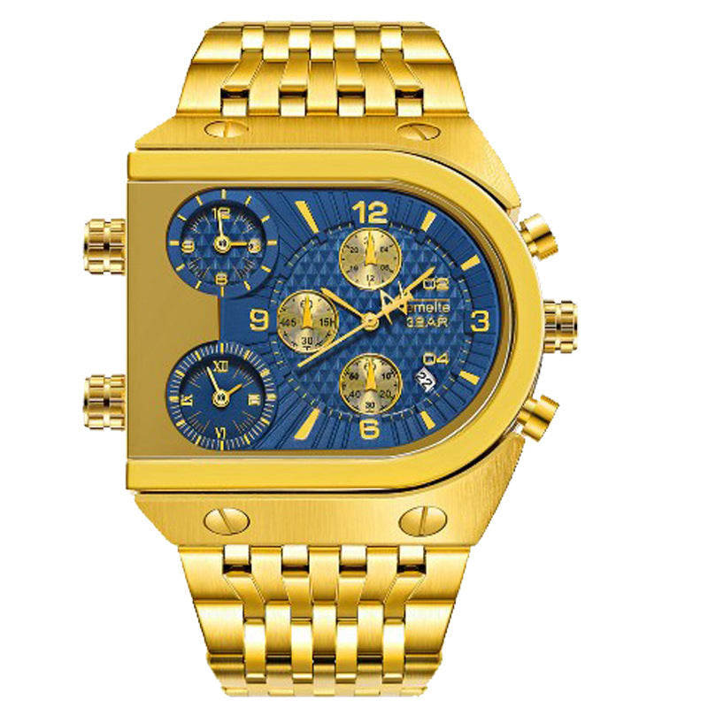 Multifunctional Personality Men's Spiral Watch Calendar Steel Band Quartz Watch Waterproof