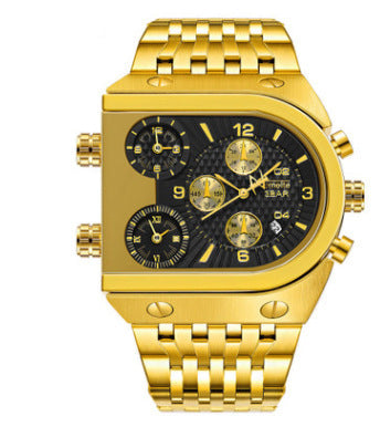Multifunctional Personality Men's Spiral Watch Calendar Steel Band Quartz Watch Waterproof