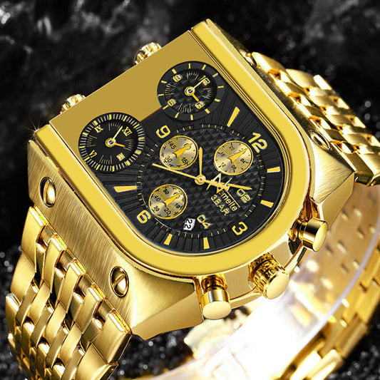 Multifunctional Personality Men's Spiral Watch Calendar Steel Band Quartz Watch Waterproof