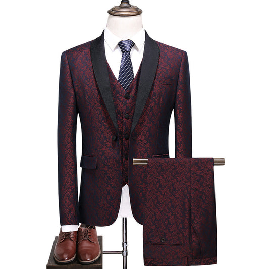 Slim Suit Three-piece Casual Plaid Suit