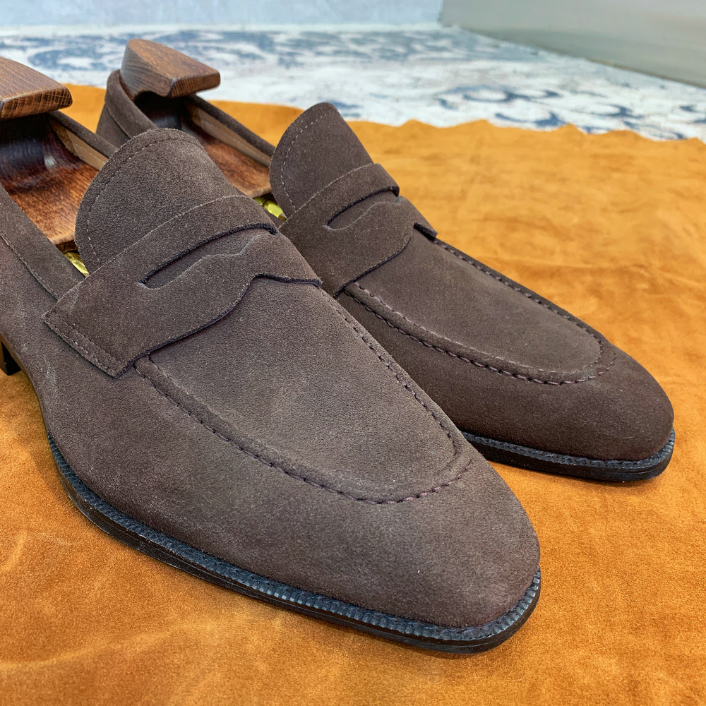 Men'S Square Scalp Velvet Cover Foot One-Pedal Le Fu Leather Shoes Leather Frosted Increased Doudou Sailing Shoes