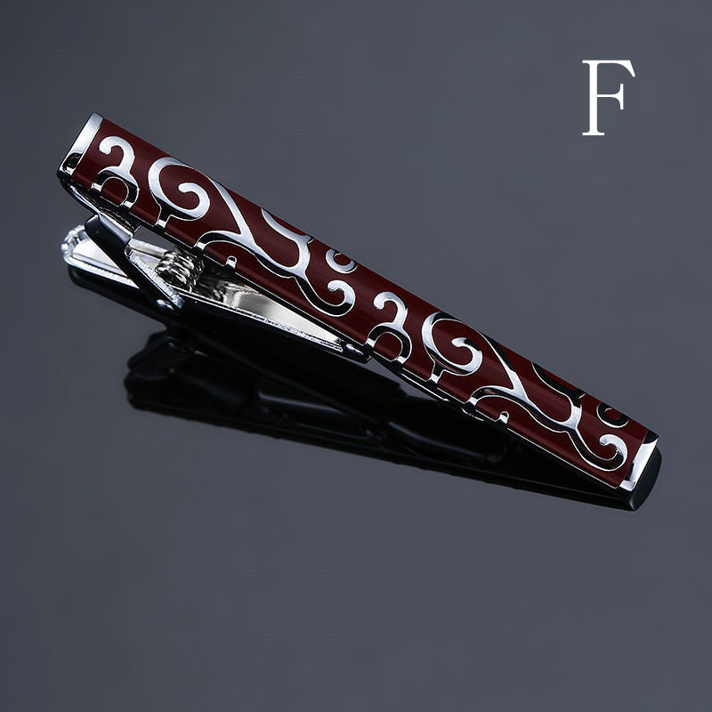 Bronze Polished Rubber Pattern Floral Tie Clip Fashion Business Men's Tie Clip