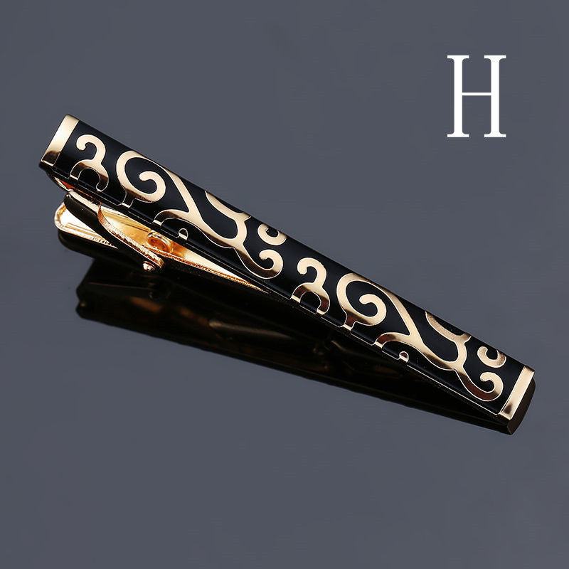 Bronze Polished Rubber Pattern Floral Tie Clip Fashion Business Men's Tie Clip