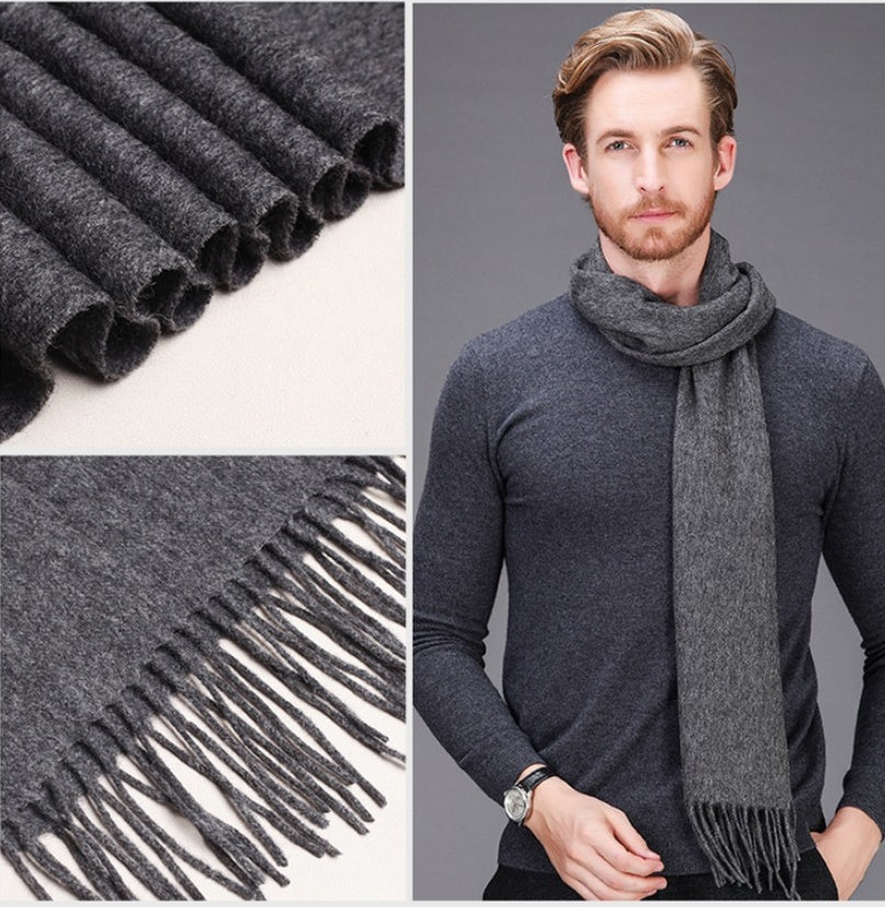 High-end brand winter cashmere scarf Men and women with pure wool warm retro thickened long collar
