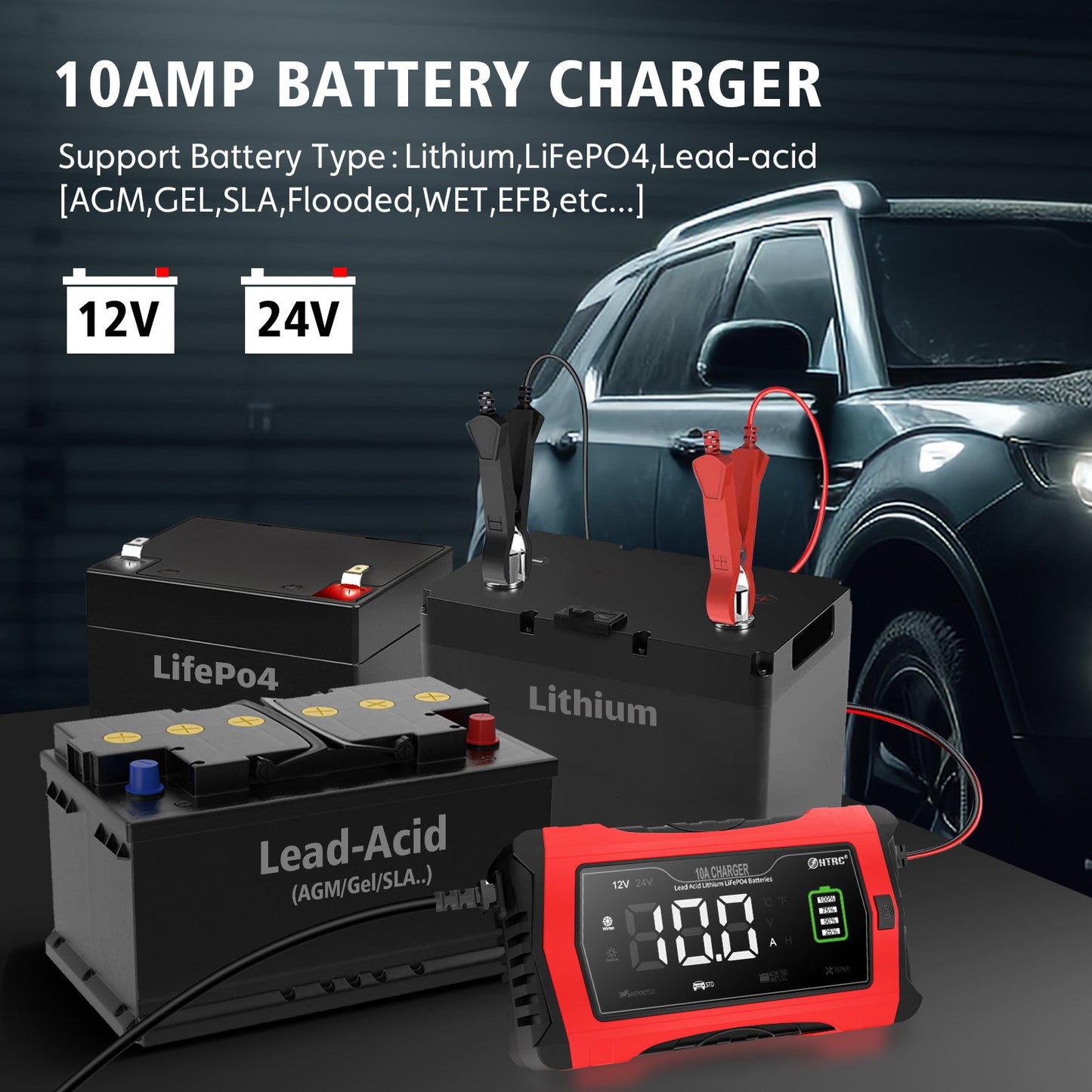 Fiberglass Car Motorcycle Storage Battery Charger
