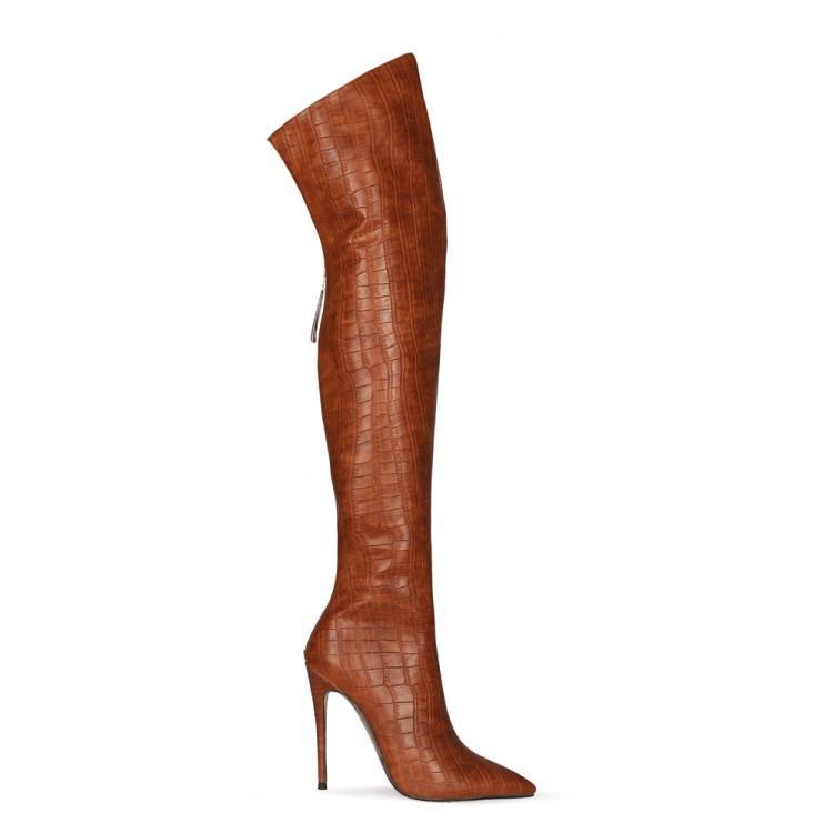 Paris Catwalk Stiletto and Pointed High-Heeled Long-Tube Over-The-Knee Catwalk Boots