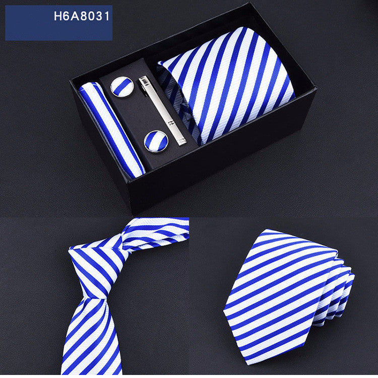 Business 8cm Striped Blue Black Tie