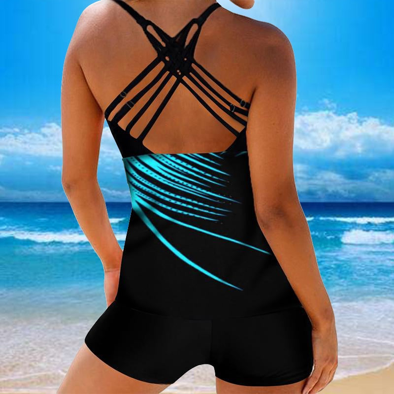Solid color split swimsuit