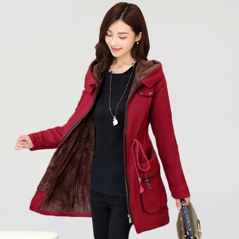 Fashion Women's Hooded Plus Fleece Cotton Coat