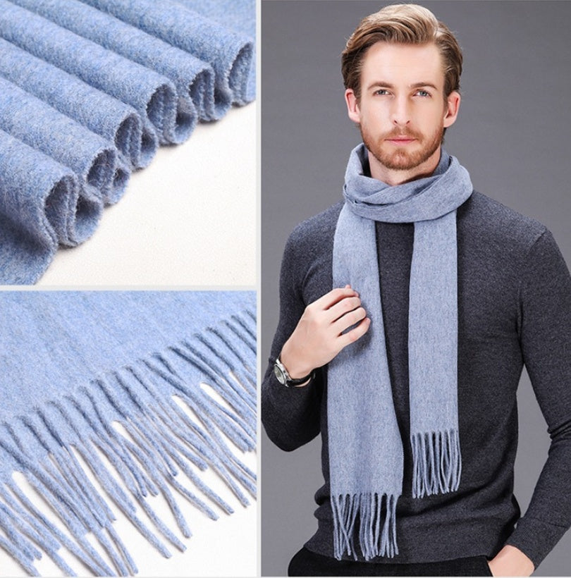 High-end brand winter cashmere scarf Men and women with pure wool warm retro thickened long collar