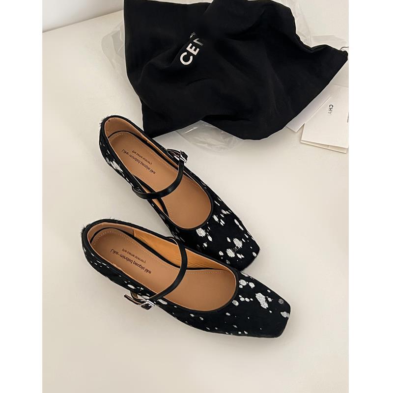 Square Head French Buckle Ballet Pumps Women