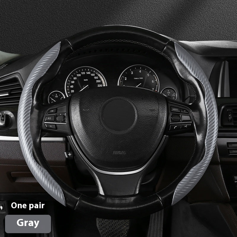 Steering Wheel Cover Sweat-absorbent Suede Carbon Fiber Pattern Protective Cover