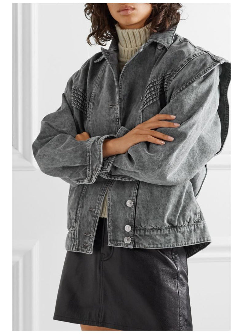 Denim jacket with detachable sleeves