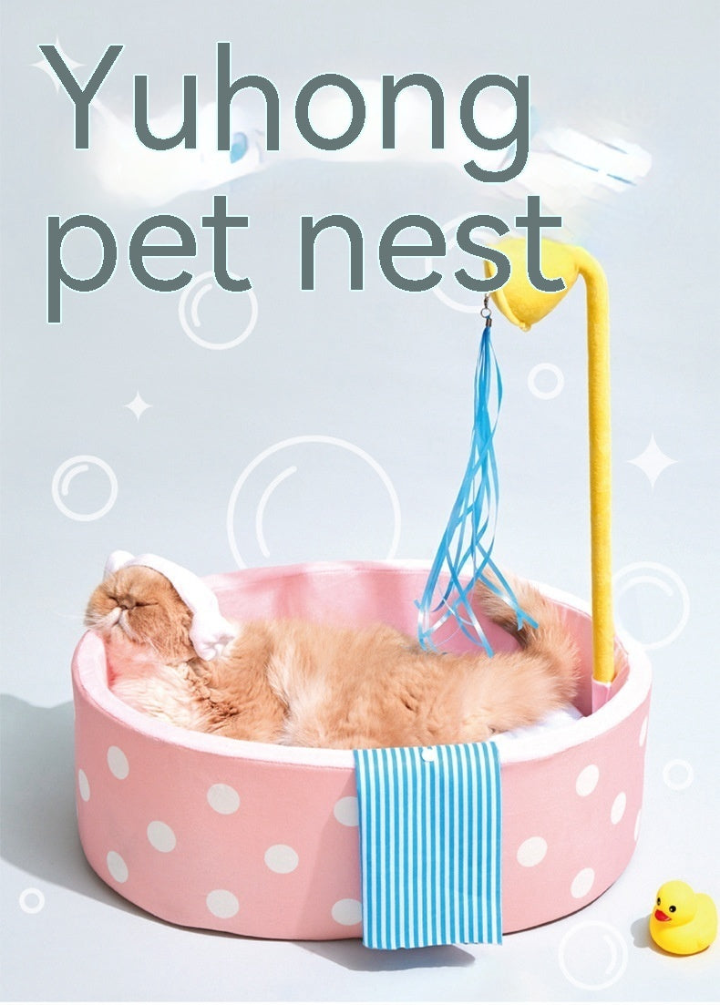 Bathtub Pet Bed Autumn And Winter Warm Nest Cat Dog Deep Sleeping Bed Cat Teaser Toy