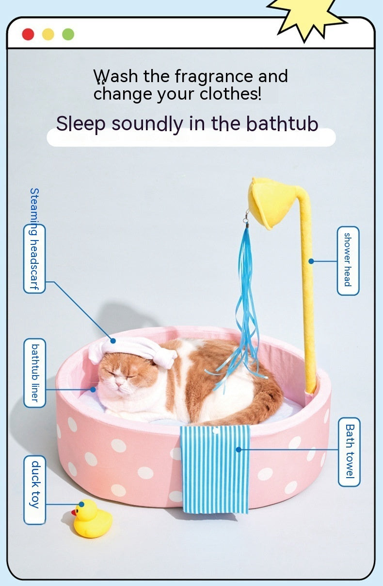 Bathtub Pet Bed Autumn And Winter Warm Nest Cat Dog Deep Sleeping Bed Cat Teaser Toy