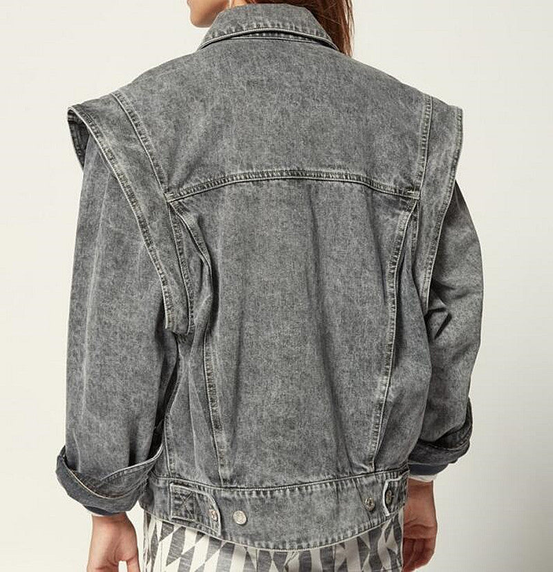 Denim jacket with detachable sleeves