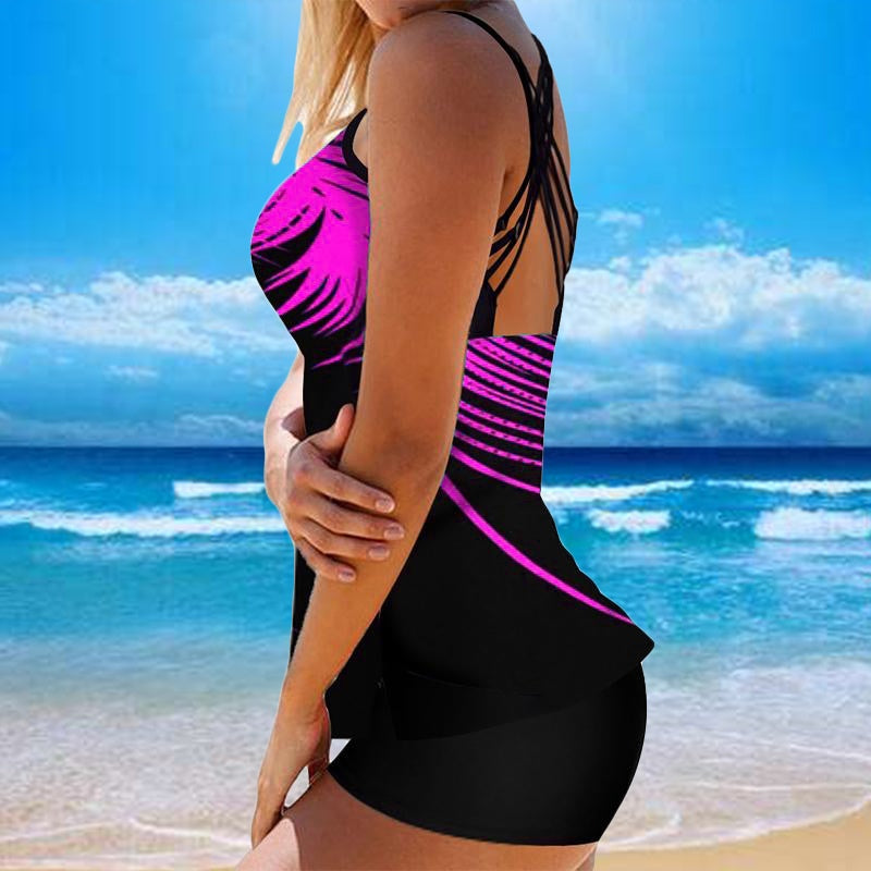 Solid color split swimsuit