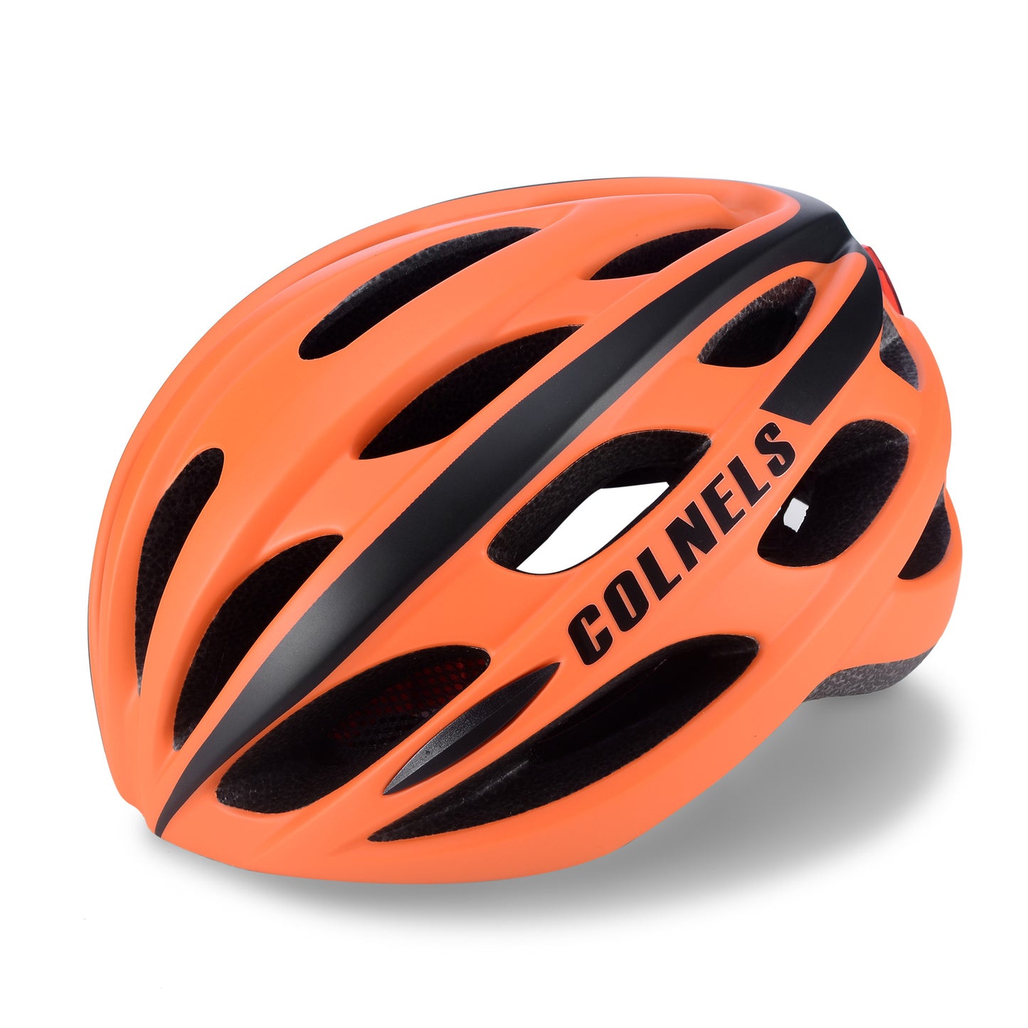 Bicycle helmet with taillight warning light glowing insect screen