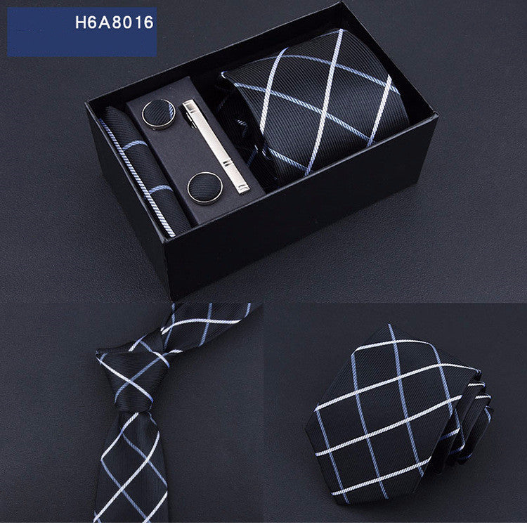 Business 8cm Striped Blue Black Tie