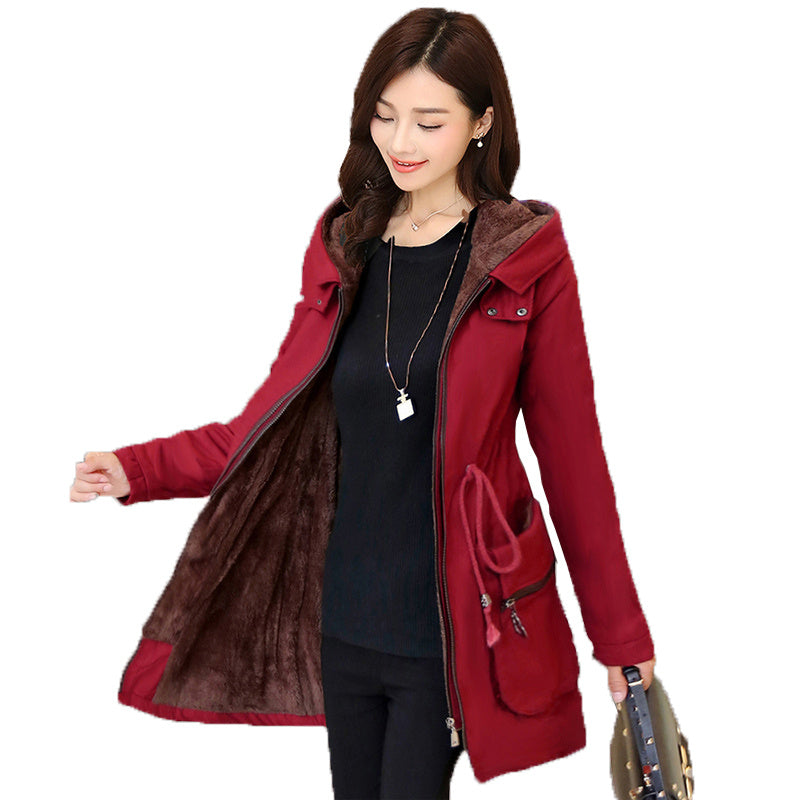 Fashion Women's Hooded Plus Fleece Cotton Coat